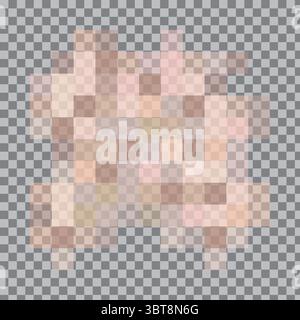 Superposition de flou pixelisée. Carrés en mosaïque transparents. Effet de contenu censuré. Filtre de confidentialité vectoriel. Illustration de Vecteur