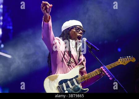 Nile Rodgers & Chic. Concert en direct à Movistar Arena (Argentine). Banque D'Images