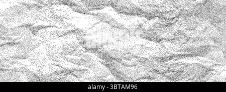 Texture de papier froissé noir pointillé. Arrière-plan rugueux en pointillés froissé. Toile de fond de feuille de papier froissé à grain. Fond d'écran granuleux bruyant de la page d'ordinateur portable. Revêtement granuleux endommagé et vieilli. Vecteur Illustration de Vecteur