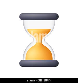 Sablier, horloge de sable avec sable doré. Affaires, gestion du temps, échéance, concept de compte à rebours. icône de vecteur 3d. Style minimaliste de dessin animé. Illustration de Vecteur