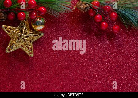 Fond de décor de Noël avec place pour le texte. Carte de joyeux noël. Thème des vacances d'hiver. Bonne année. Espace pour le texte Banque D'Images