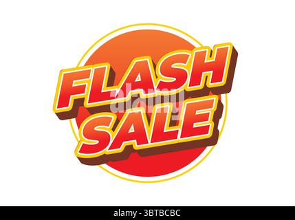 Un graphique éclatant représentant le texte FLASH SALE en caractères gras et accrocheurs L'arrière-plan est un dégradé circulaire d'orange et de rouge, mettant en valeur th Illustration de Vecteur