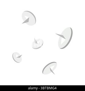 Illustration de punaises isolées sur fond blanc. Boutons en papier métallique. Conception plate. Eléments de papeterie Illustration de Vecteur