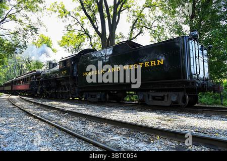 25 août 2020 : The Baldwin locomotive Works, Norfolk and Western Railway, locomotive à vapeur #475, lors d'une excursion au Strasburg Railroad le mardi 25 août 2020 à Ronks, Pennsylvanie. Rich Barnes/CSM(image de crédit : &copy ; Rich Barnes/CSM via ZUMA Wire) Banque D'Images