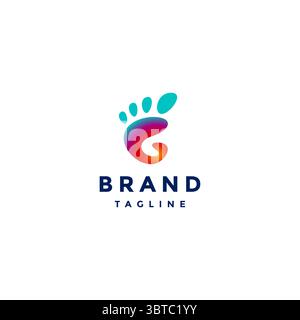 Design du logo G Walk lettre initiale amusante. Design de logo de la lettre G Footprints colorée. Illustration de Vecteur