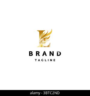 Logo Majestic Winged l Logo en forme de lettre « l » dorée. Illustration de Vecteur