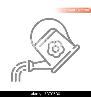 Arrosoir versant de l'eau avec des fleurs. Arrosage et irrigation à la main outil de jardinage à domicile. Illustration de Vecteur