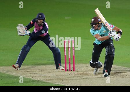 LONDRES, ANGLETERRE. 05 SEPTEMBRE 2020 : Jamie Smith du Surrey battant lors du match Vitality Blast T20 entre Surrey et Middlesex, au Kia Oval, Kennington, Londres, Angleterre. Le 5 septembre 2020. (Photo de Mitchell GunnESPA-images)(image de crédit : &copy ; Agence photo ESPA/CSM via ZUMA Wire) Banque D'Images