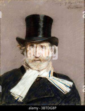 Giuseppe Verdi. Portrait du compositeur italien Giuseppe Fortunino Francesco Verdi (1813-1901) au pastel par Giovanni Boldini, 1886 Banque D'Images