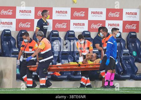 13 septembre 2020, Villarreal, CASTELLON, ESPAGNE : Francis Coquelin de Villarreal CF est blessé lors de la mach de la Liga Santander entre Villarreal et Huesca à l'Estadio de la Ceramica, le 13 septembre 2020 à Vila-real, Espagne (crédit image : © Maria Jose Segovia/AFP7 via ZUMA Wire) Banque D'Images