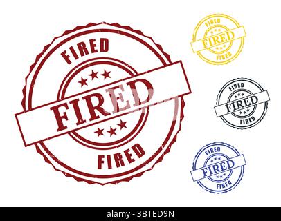 Un jeu de timbres employés licenciés, étiquettes vectorielles d'avis de fin de contrat en caoutchouc Grunge Illustration de Vecteur
