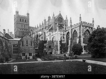 Cathédrale d'Exeter, C. 1900. Banque D'Images
