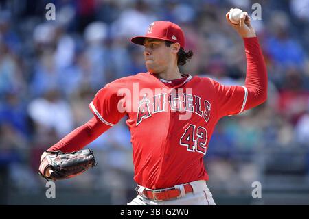 25 juin 2018, Kansas City, Missouri, États-Unis : le lanceur des Los Angeles Angels Tyler Skaggs affronte les Kansas City Royals le 25 juin 2018, au stade Kauffman de Kansas City, Moya (crédit image : © TNS via ZUMA Wire) Banque D'Images