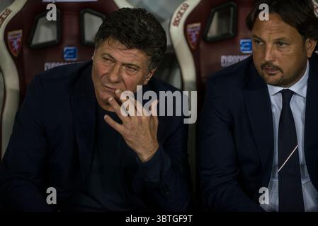 26 septembre 2019, Turin, Piémont, Italie : TURIN, ITALIE-26 SEPTEMBRE 2019 : joueurs du Torino FC et de l'AC Milan lors du match de Serie A entre le Torino FC et l'AC Milan au Stadio Olimpico à Turin, Italie (crédit image : © Stefano Guidi/ZUMA Wire) Banque D'Images