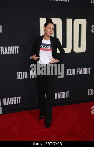 15 octobre 2019, Los Angeles, États-Unis d'Amérique : Minnie Driver arrivant à la première de ''Jojo Rabbit'' au Post 43 le 15 octobre 2019 à Los Angeles, Californie (crédit image : © Famous/Ace Pictures via ZUMA Press) Banque D'Images