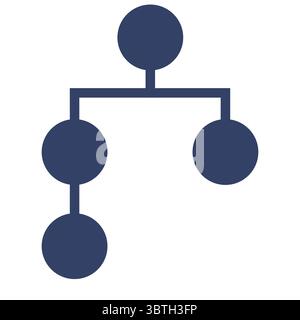 Illustration vectorielle abstraite d'une structure hiérarchique représentée par des cercles interconnectés dans un schéma de couleur bleu muet, adapté à l'organisation Illustration de Vecteur