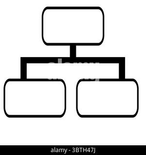 Illustration vectorielle abstraite d'une structure hiérarchique représentée par des rectangles arrondis interconnectés, idéale pour les organigrammes ou les réseaux Illustration de Vecteur