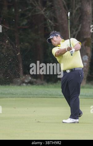 18 octobre 2019, Jeju, CORÉE DU SUD : 18 octobre 2019-Jeju, Corée du Sud-Kiradech Aphibarnet of Thailand action lors d'un PGA Tour la CJ Cup Nine Bridges Round 2 au Nine Bridge Golf Club de Jeju, Corée du Sud. (Crédit image : © Ryu Seung-il/ZUMA Wire) Banque D'Images