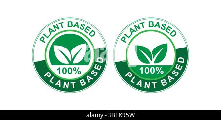 Étiquettes à base de plantes à 100 % pour les produits végétaliens et naturels Illustration de Vecteur