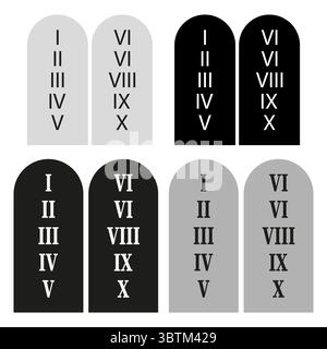 Symbole des tablettes de pierre. Illustration des dix commandements. Concept de loi antique. Icône religieuse de vecteur Illustration de Vecteur