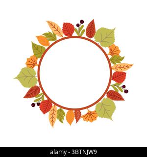 Cadre rond en feuilles Illustration de Vecteur