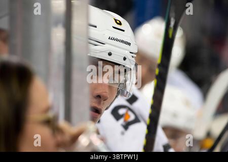 12 novembre 2019 : le défenseur des Penguins de Pittsburgh, John Marino (6 ans), atteint son sommet pendant le match entre les Rangers de New York et les Penguins de Pittsburgh au Madison Square Garden à Manhattan, New York. Les Rangers de New York battent les Penguins de Pittsburgh 3-2. Crédit obligatoire : Kostas Lymperopoulos/CSM (crédit image : &copy ; Kostas Lymperopoulos/CSM via ZUMA Wire) Banque D'Images
