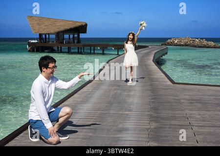 6 mars 2017, Maldives : lune de miel asiatique au Residence Hotel and Resort, Atoll Gaafu Alifu. Îles Maldives. (Crédit image : © Sergi Reboredo/ZUMA Wire) Banque D'Images