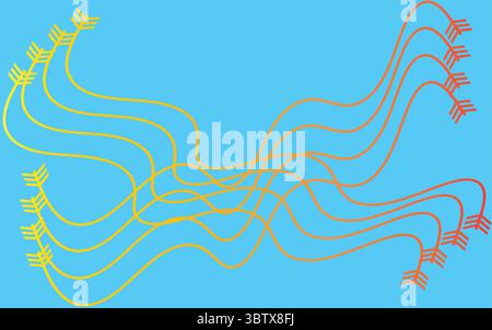 Vecteur de fond d'ondes de signal courbes bleu et jaune abstrait lisse pour les thèmes de communication et de technologie Illustration de Vecteur