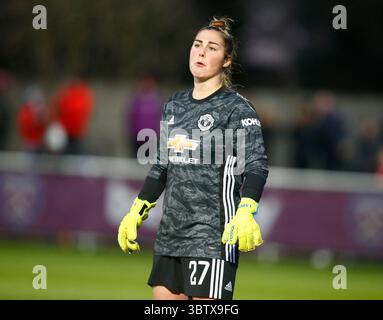 DAGENHAM, ANGLETERRE - DÉCEMBRE 01 :.Mary Earps de Manchester United Women.pendant le match de Super League féminine de Barclays entre West Ham United Women et Manchester United au stade Rush Green le 1er décembre 2019 à Dagenham, Angleterre. (Photo par AFS/Espa-images)(image de crédit : &copy ; Agence photo ESPA/CSM via ZUMA Wire) Banque D'Images