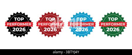 Médailles Top Performer 2026 avec ensemble de vecteurs de ruban Illustration de Vecteur