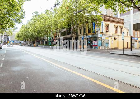 25 octobre 2020 : Melbourne, Australie - 25 octobre 2020 : Bourke St à Melbourne est calme et vide pendant la pandémie de coronavirus et le confinement associé. (Crédit image : © Chris Putnam/ZUMA Wire) Banque D'Images