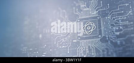 L'informatique quantique révolutionne le traitement illustré sur un processeur. Banque D'Images