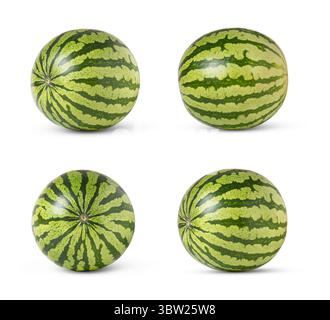 Collection de pastèques entières. Watermelo isolé dans différents ensembles de poses. Banque D'Images