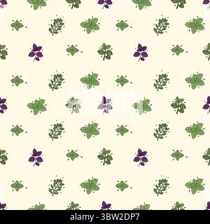 Motif d'herbes sans couture avec origan, basilic, menthe et feuilles de thym Illustration de Vecteur