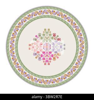 Traditionnel mexicain Teenek Huastec élément de conception de broderie sur fond blanc, illustration vectorielle Illustration de Vecteur