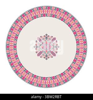Traditionnel mexicain Teenek Huastec élément de conception de broderie sur fond blanc, illustration vectorielle Illustration de Vecteur