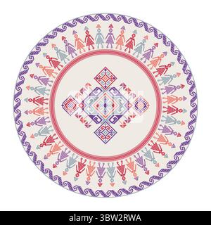 Traditionnel mexicain Teenek Huastec élément de conception de broderie sur fond blanc, illustration vectorielle Illustration de Vecteur