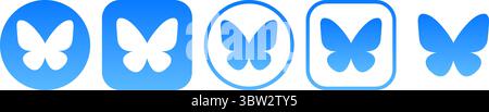 Nouveau jeu d'icônes de réseau de médias sociaux BlueSky. logos vectoriels Illustration de Vecteur
