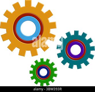 Jeu d'icônes d'engrenage multicolores - symboles d'ingénierie, de paramètres et de processus Illustration de Vecteur