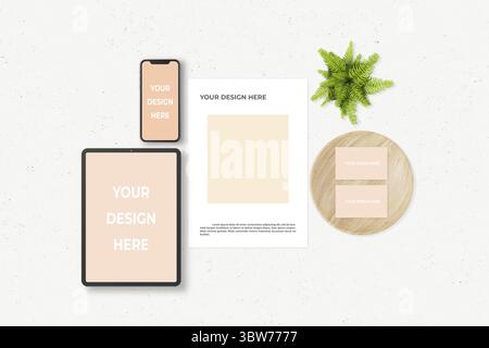 Ensemble de modèles d'identité d'entreprise. Maquette de papeterie d'affaires. Design de marque. carte, stylo, papier, cahier, espace de copie Banque D'Images