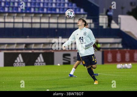 12 novembre 2020, Malaga, MALAGA, ESPAGNE : Brahim Diaz de l'Espagne U21 lors du match de qualification UEFA Euro Under 21 entre l'Espagne U21 et les îles Féroé U21 à l'Estadio Municipal de Marbella le 12 novembre 2020 à Malaga, Espagne. (Crédit image : © Joaquin Corchero/AFP7 via ZUMA Wire) Banque D'Images