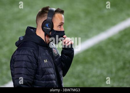 14 novembre 2020 ; Chestnut Hill, ma, États-Unis; Jeff Hafley, entraîneur-chef des Boston College Eagles, lors du match de football NCAA entre notre Dame Fighting Irish et les Boston College Eagles au stade Alumni. Anthony Nesmith/CSM(image de crédit : &copy ; Anthony Nesmith/CSM via ZUMA Wire) Banque D'Images