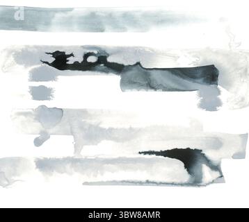 Peinture goutte à goutte à encre noire blanche et grise art abstrait Banque D'Images