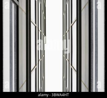 Fragment du mur et des fenêtres d'un grand immeuble de bureaux moderne sans personnes abstrait architectural monochromatique Banque D'Images