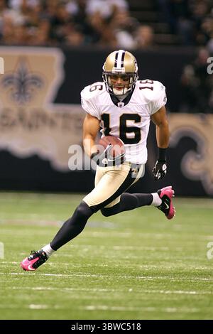 24 octobre 2010 : lance Moore (16 ans), le receveur des Saints de la Nouvelle-Orléans, lors d'un match d'action entre les Saints de la Nouvelle-Orléans et les Browns de Cleveland au Superdome de Louisiana à la Nouvelle-Orléans, en Louisiane. Browns gagne 30-17. (Crédit image : © Don page/ZUMA Wire) Banque D'Images