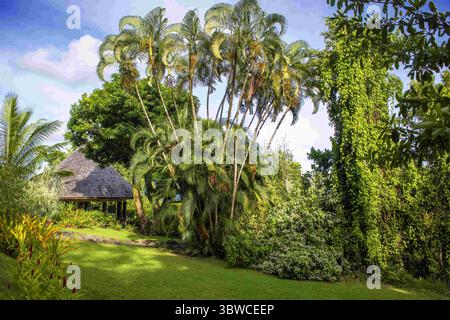 17 mars 2015, Polynésie française : palmiers à la route de ceinture, Tahiti Nui, Îles de la Société, Polynésie française, Pacifique Sud. (Crédit image : © Sergi Reboredo/ZUMA Wire) Banque D'Images