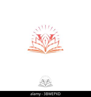 Lotus linéaire abstrait avec logo lettre V design plat. Illustration vectorielle Illustration de Vecteur