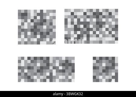 Mosaïque de pixels. Icônes de flou gris. Vecteur de censure d'image. Symbole de modèle de paramètre fictif. Illustration de Vecteur