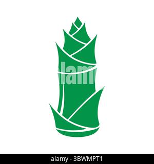 Illustration stylisée de plantes cultivant des pousses de pousses de bambou vert Illustration de Vecteur