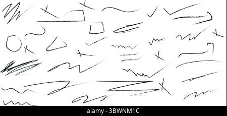 Éléments de design dessinés à la main, parfaits pour surligner, souligner et accentuer le texte important Illustration de Vecteur